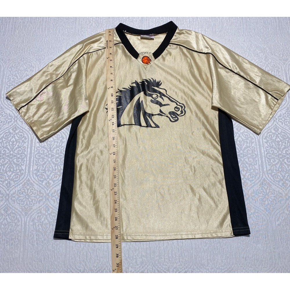 Vintage USA Teamwork Athletic Apparel Illinois Mustangs Jersey Gold Black L 42 - Picture 7 of 9